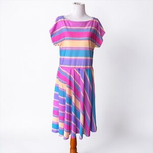 Vintage Tabby of California Single Stitch Striped Dress